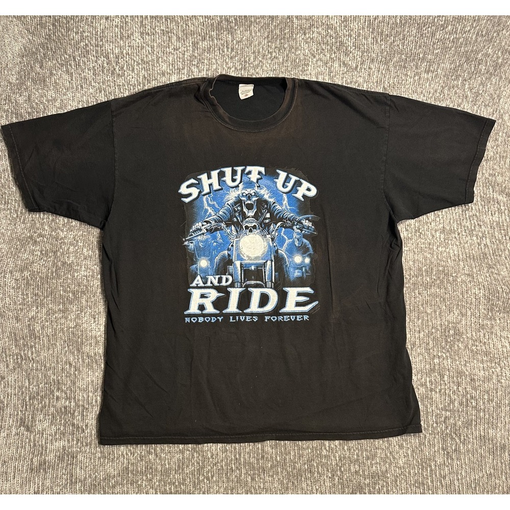 Anvil Shut Up and Ride Graphic T Shirt Vintage Thrashed Distressed Faded 3X